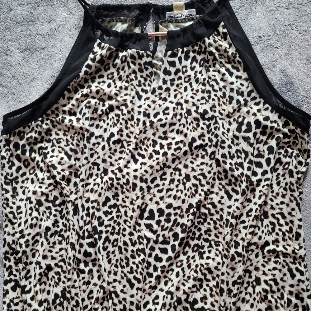 Calvin Klein Leopard Print Sleeveless Top Size Large